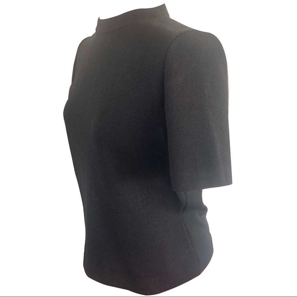 St John Black Knit Mock Turtleneck Sz M